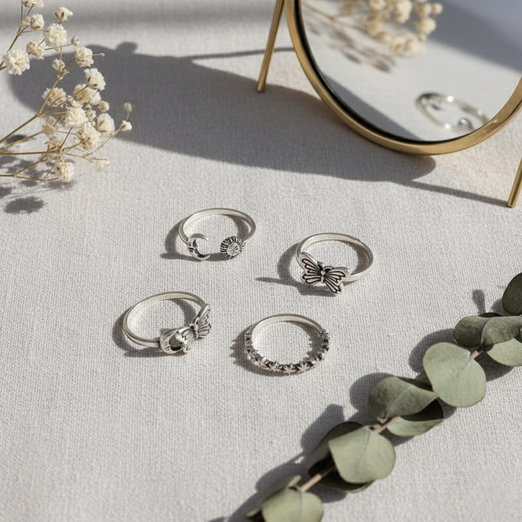 Celestial 3 Piece Crystal Ring Set for Women