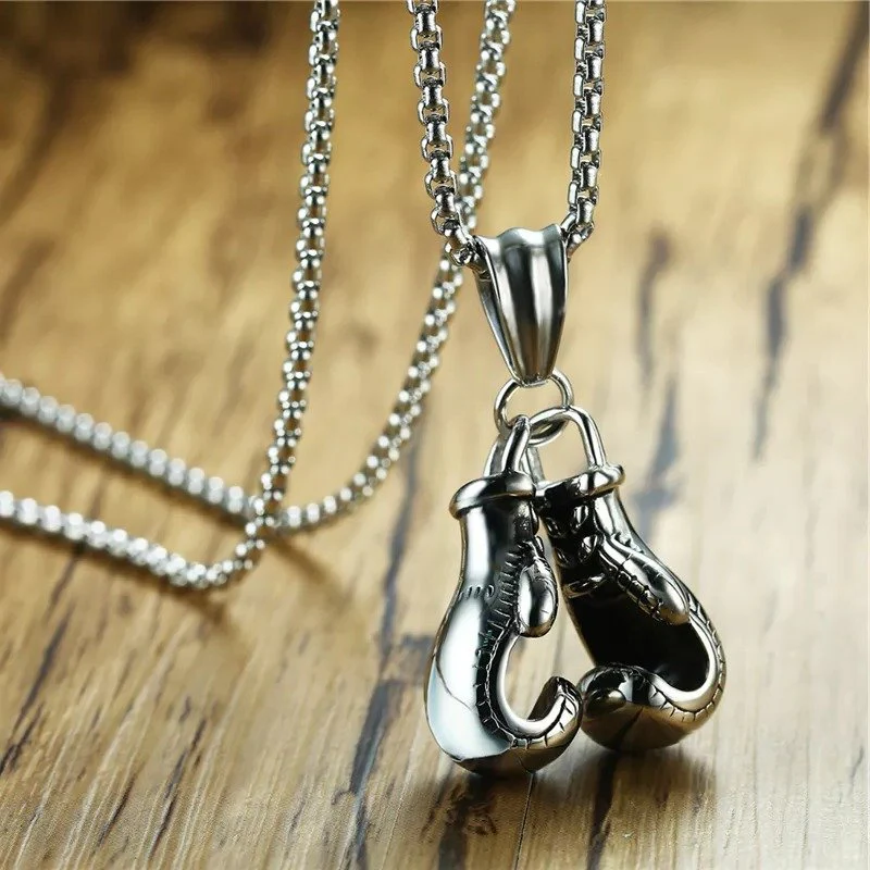 Sporty Boxing Gloves Silver Pendant