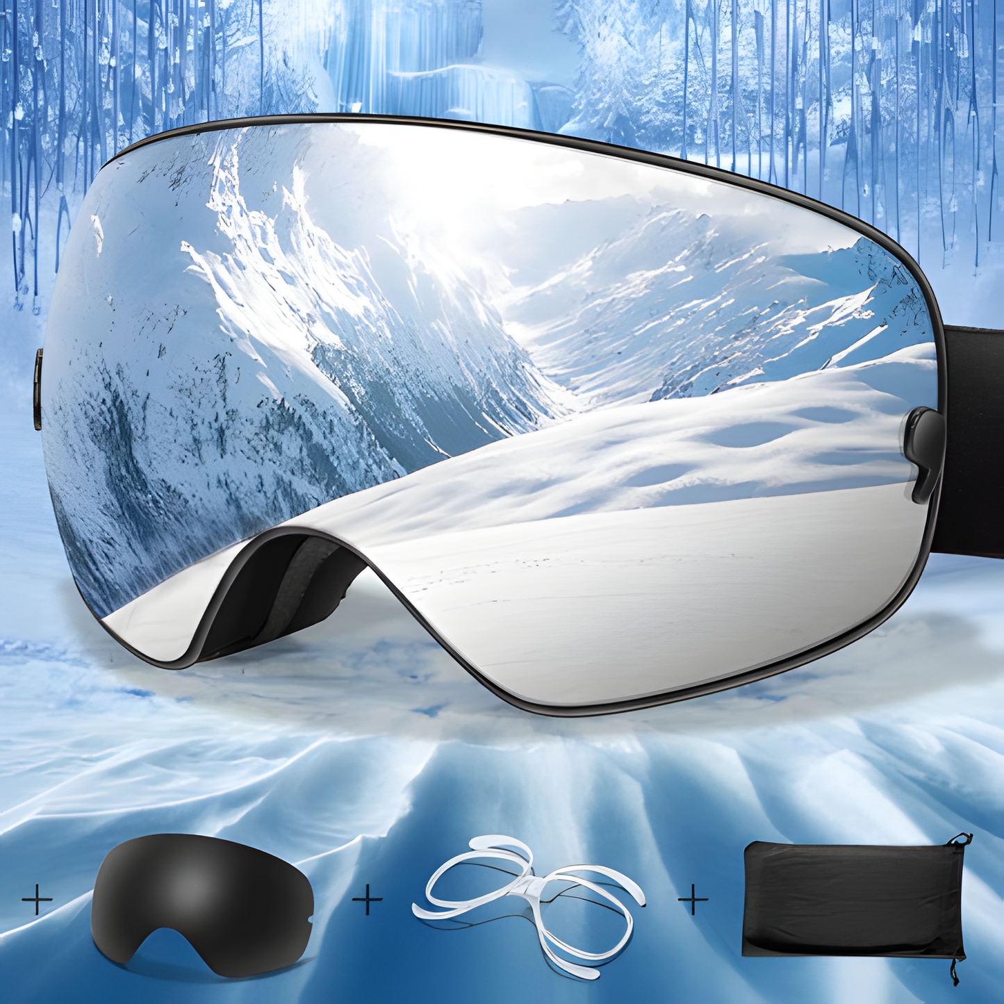 Waterproof Ski Goggles with Fog Proof UV Protection Lens