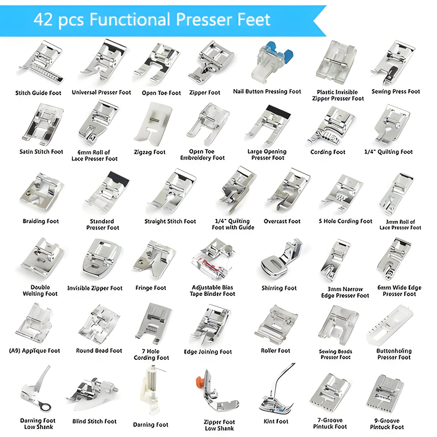 Complete 42 Piece Sewing Presser Foot Kit