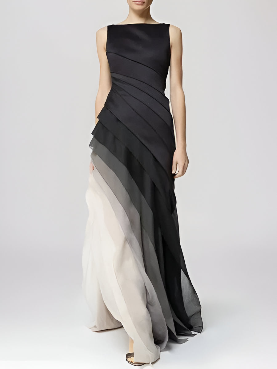 Chic Gradient Ruffle Dress - Hehif