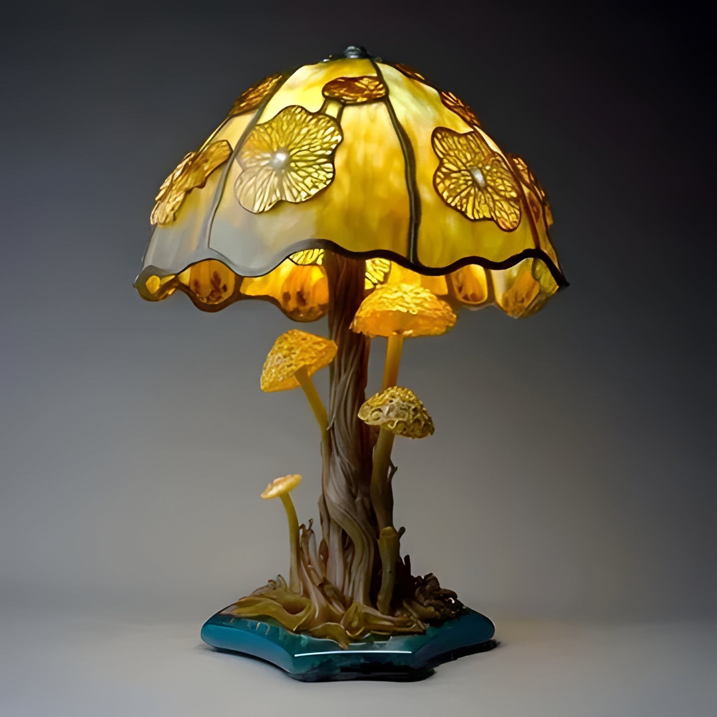 Colorful Glass Floral Table Light