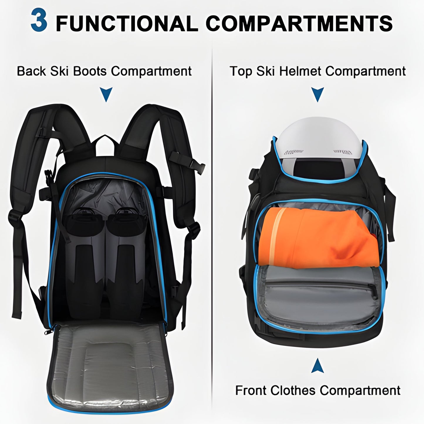 Spacious Ski Boot Bag 13.2 Gallon Water Resistant Backpack