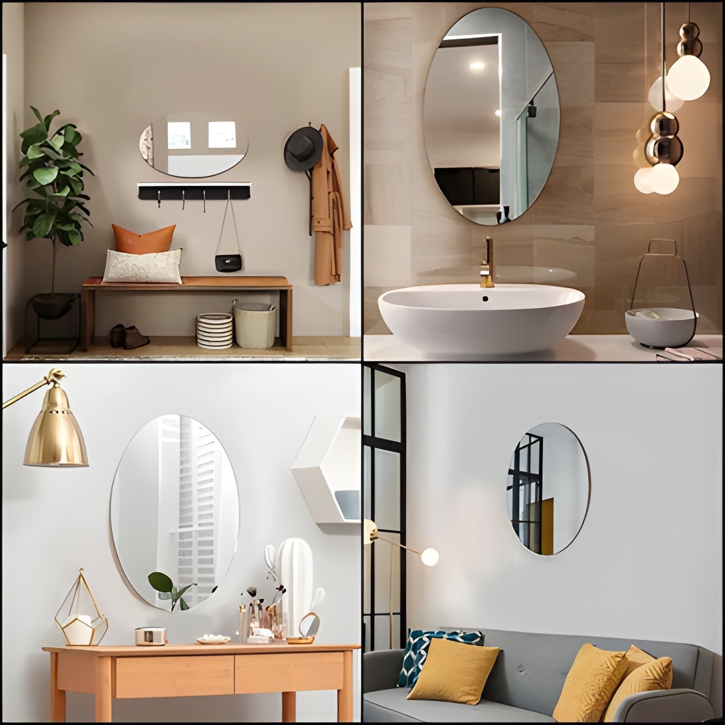 Sticky Wall Mirror | Oval Glass