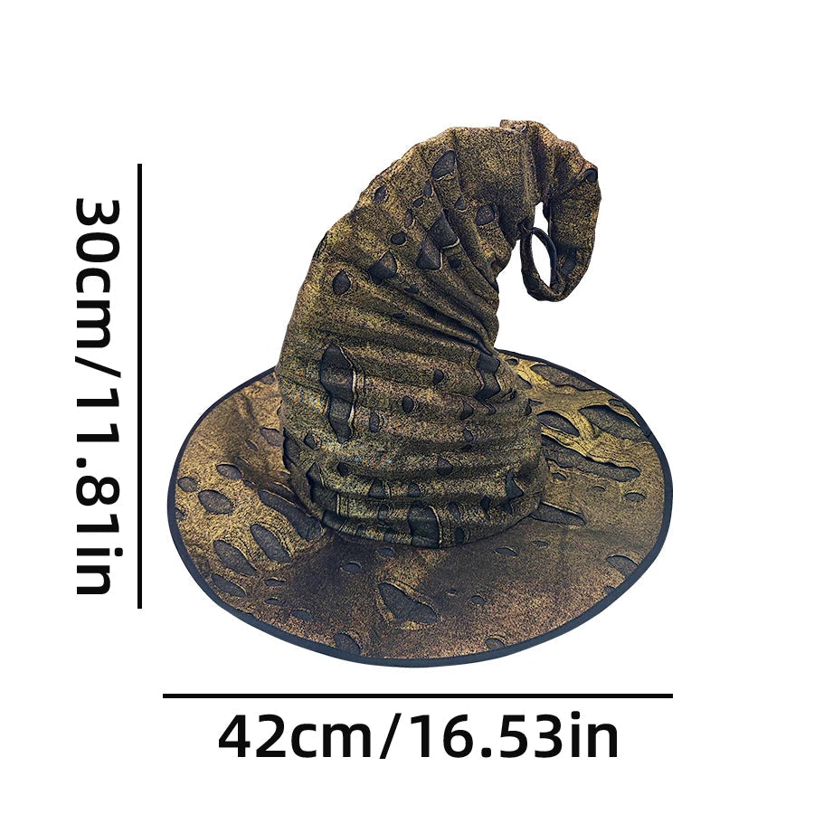 Spooky Black Wide Brim Witch Hat Costume