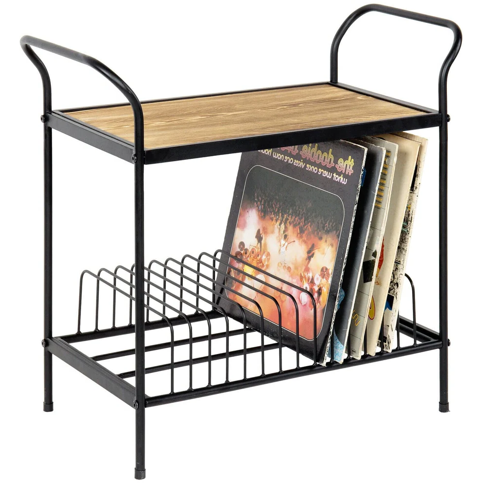Sturdy Wooden Record Player Stand with Storage