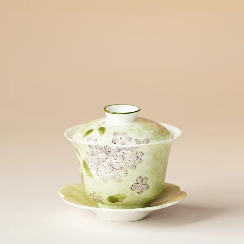 Decorative Floral Ceramic Tea Infuser with Lid