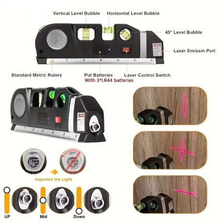 Accurate Laser Level with Cross Beam and 8ft Tape Measure