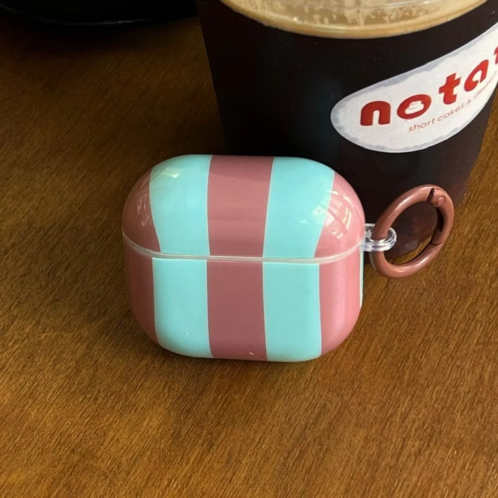 Colorful Striped AirPods Cover with Keychain