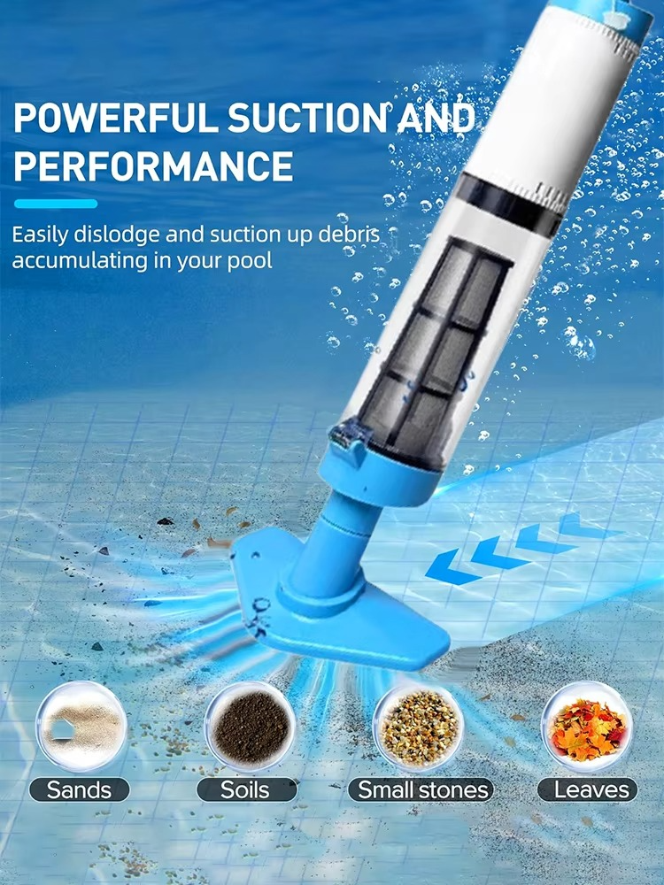 Portable Waterproof Pool Cleaner with 3-in-1 Suction