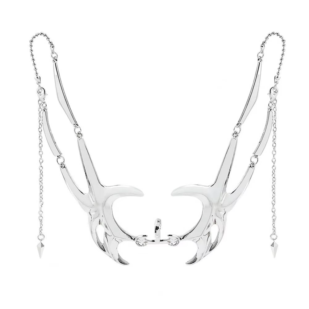 Edgy Silver Tone Gothic Mask Face Accessory