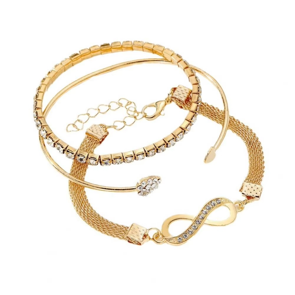 Sparkling Crystal Heart and Love Bracelet Set for Women