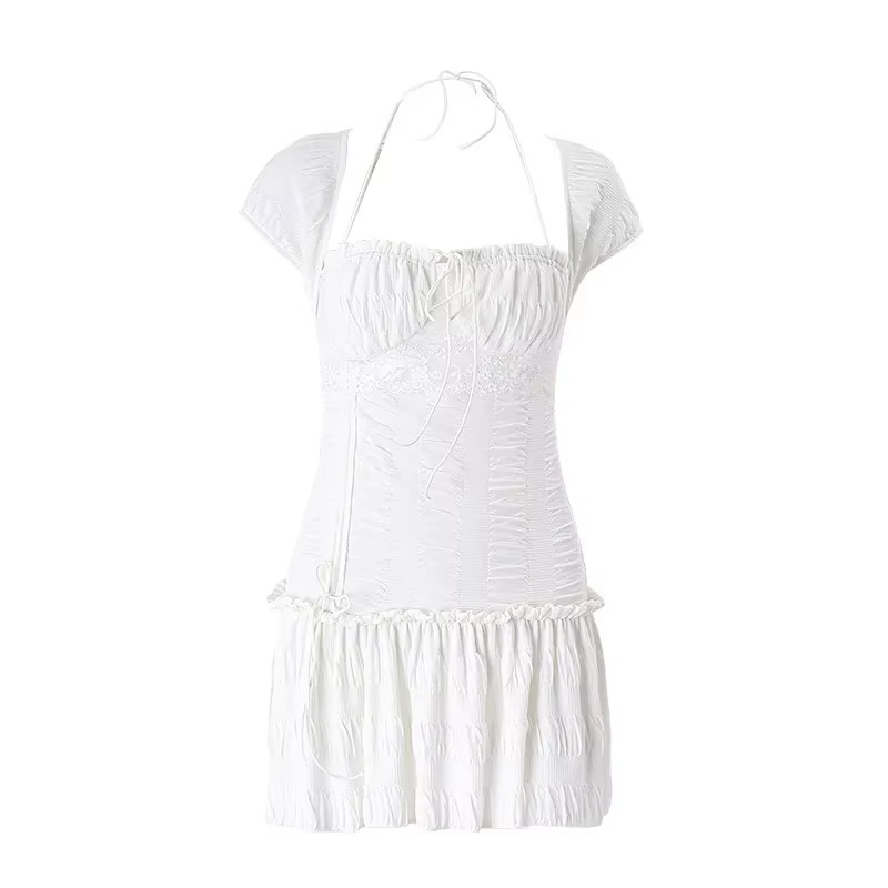 Women's Cute Ruffled Tie Waist Mini Sundress