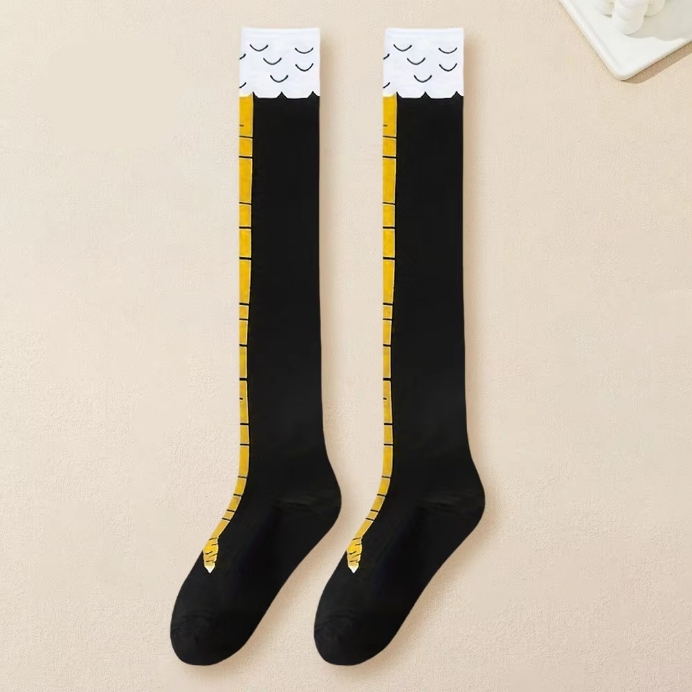 Fun Chicken Pattern Crew Socks for Women
