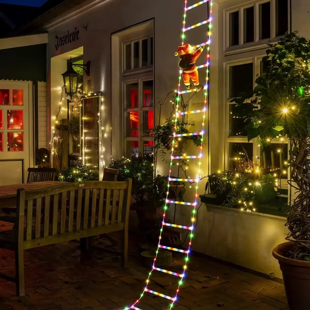 Festive LED Christmas Tree Lights with Santa Decor