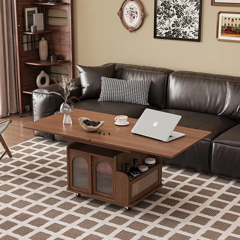 Rustic Wooden Coffee Table with Storage and Lift Top