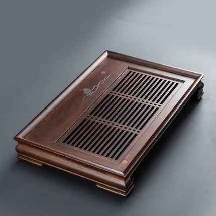 Natural Bamboo Tea Serving Tray with Built-in Drainage