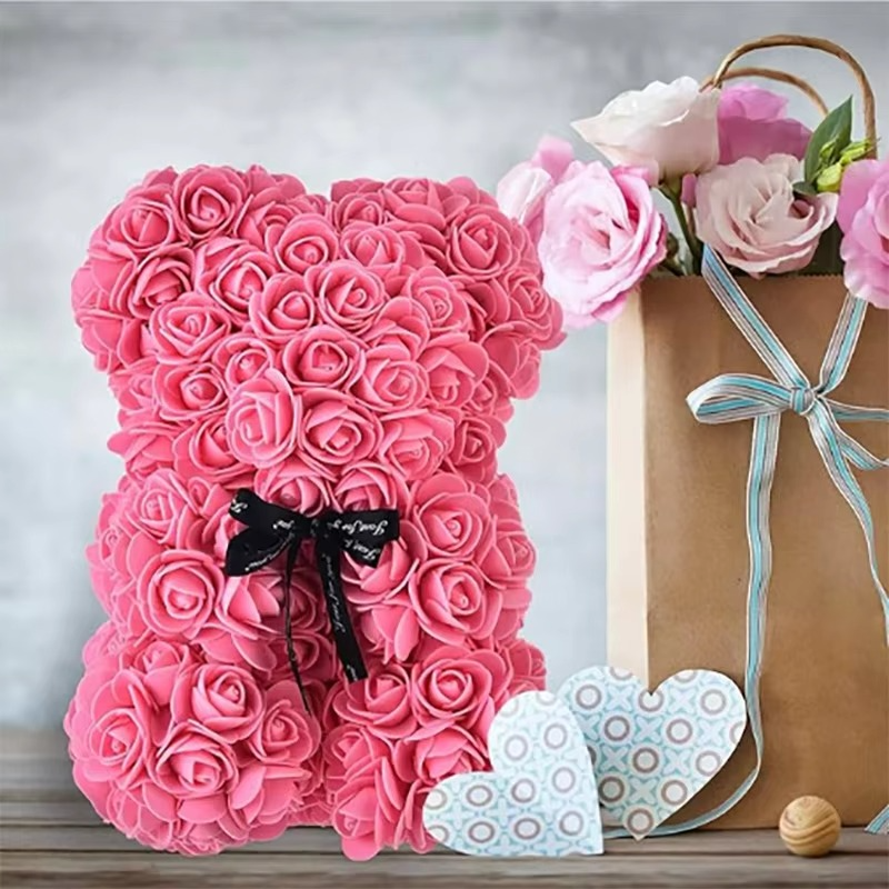 Lovely Rose Teddy Bear Figure in Gift Box