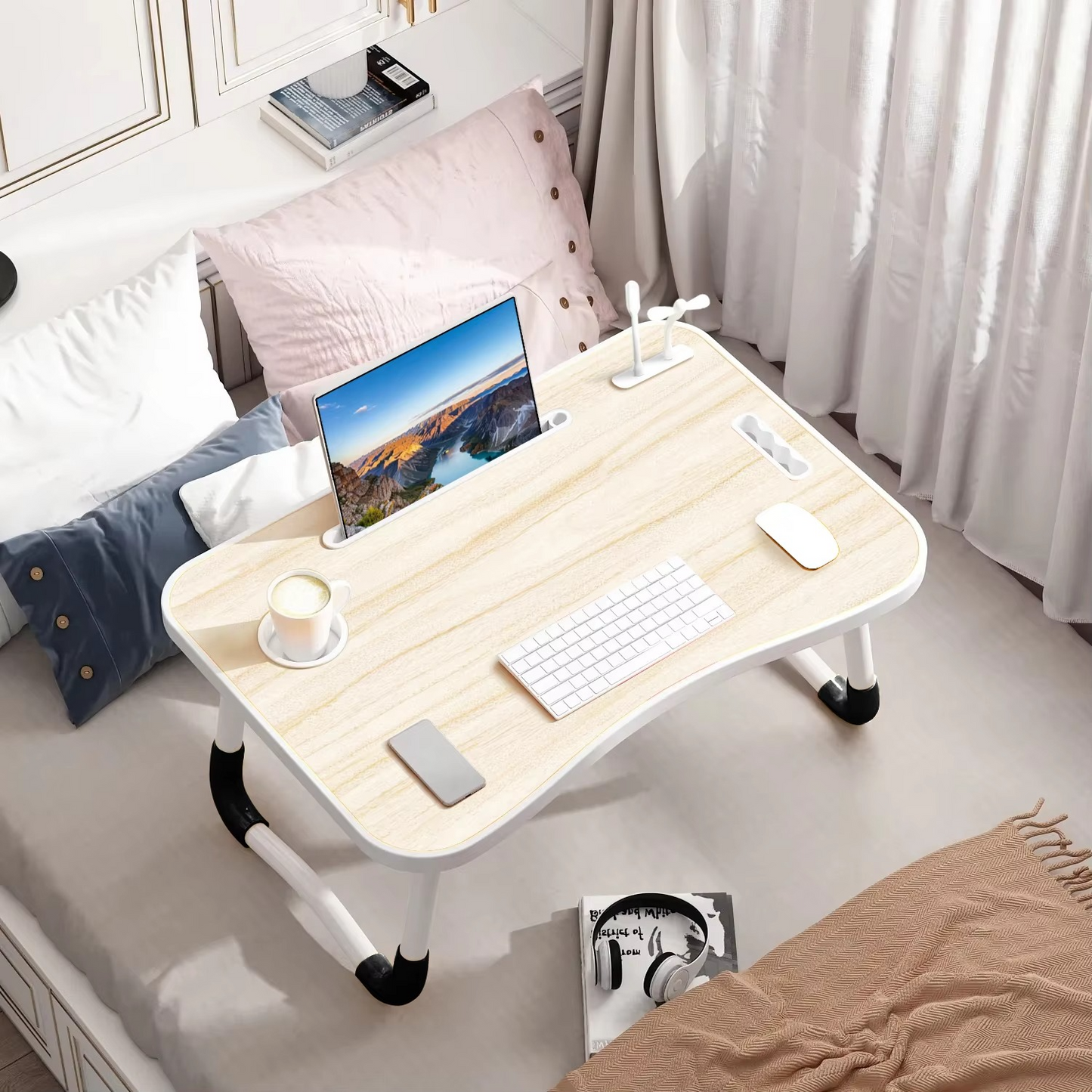 Compact Foldable Laptop Desk with USB Port and Fan