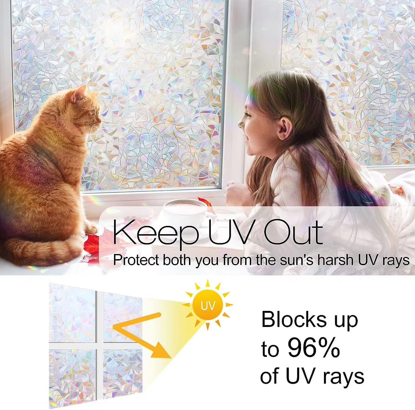 Colorful Glass Window Sticker with Rainbow Designs