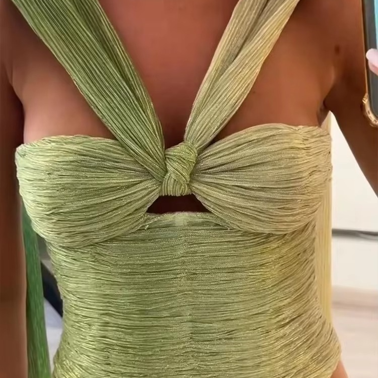 Colorful Pleated 2 Piece Skirt Outfit for Women
