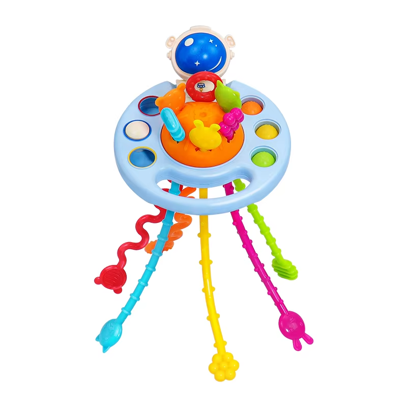 Interactive Baby Toy with Pull String and Teether