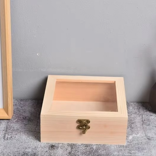 Compact Wooden Storage Cube - Office Desk Organizer Box