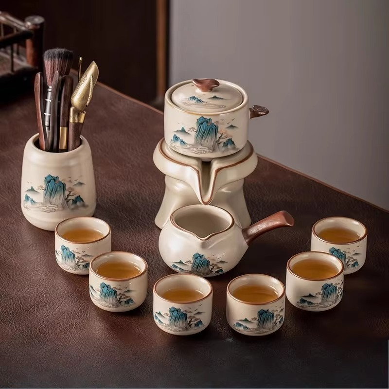Natural Wood Tea Server Tray with Drip Tray
