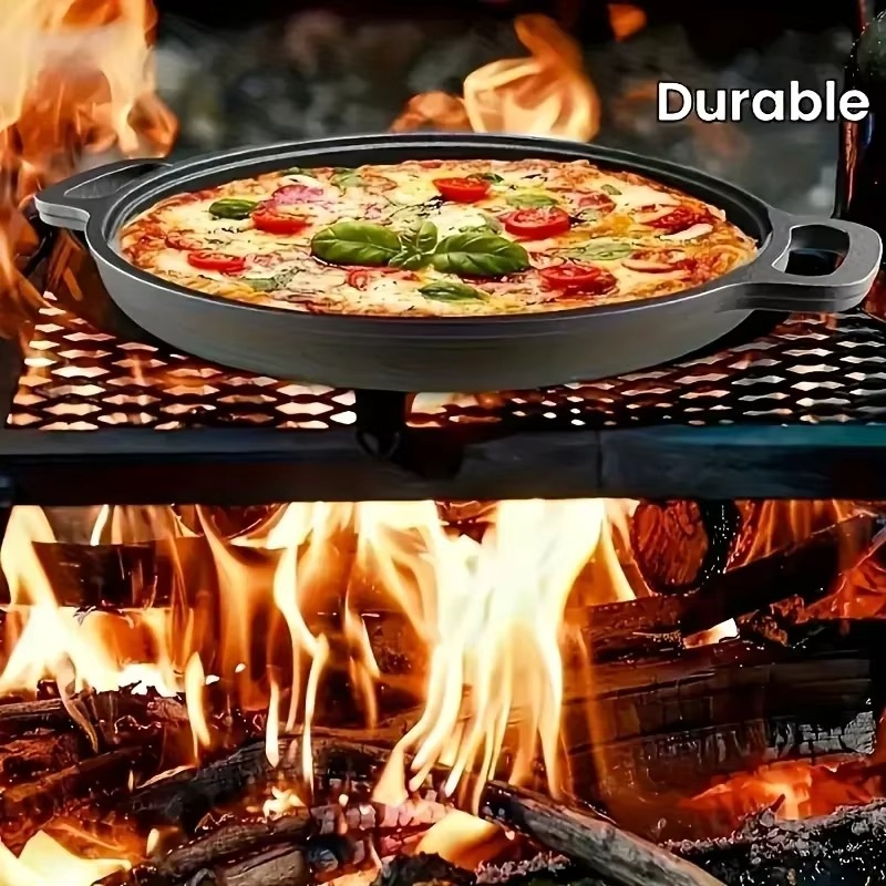 Non-Stick Cast Iron Frying Pan for Cooking Pizza and BBQ