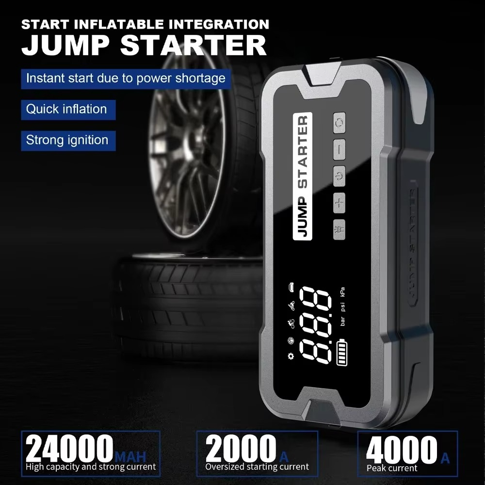 Compact Multi-Function Car Jump Starter with Air Compressor