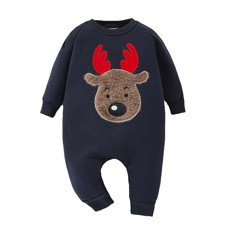 Soft Holiday Reindeer Baby Romper Suit