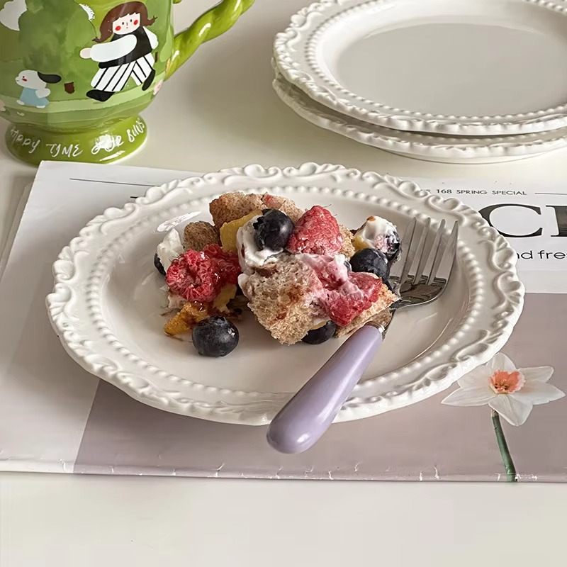 Delicate White Ceramic Dessert Plate