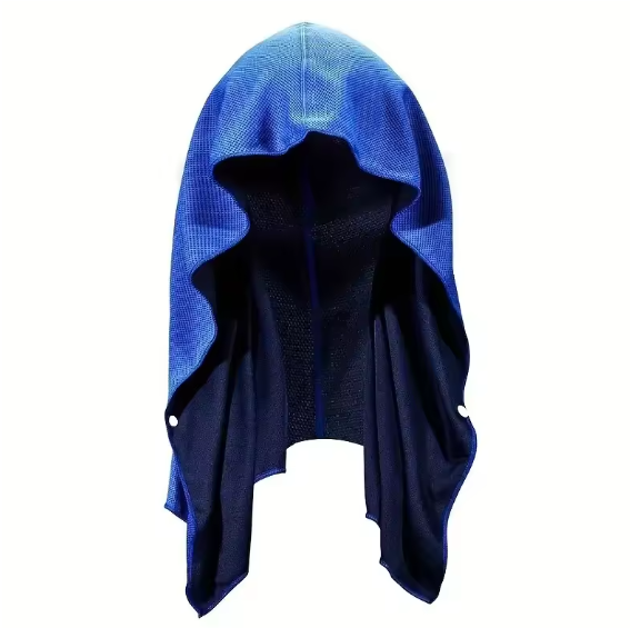 Moisture Wicking Athletic Hooded Towel With Sun Protection