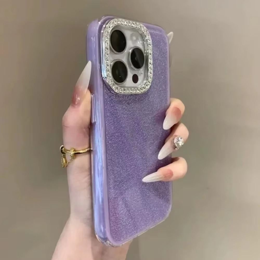 Sparkly Glitter Phone Case with Diamond Camera Cover