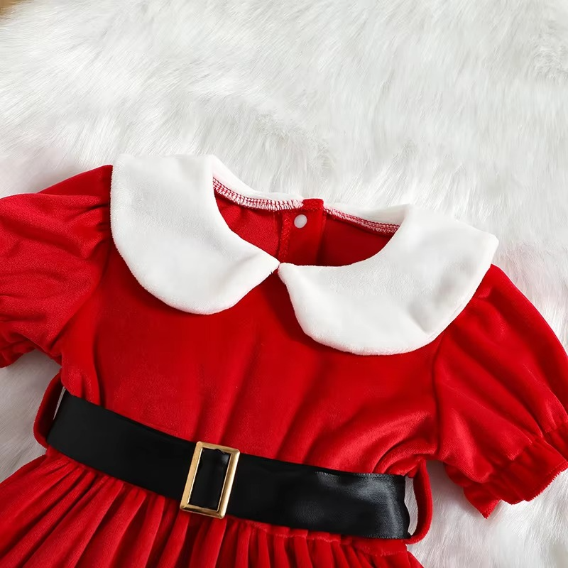 Little Girls Festive Holiday Dress with Accessories