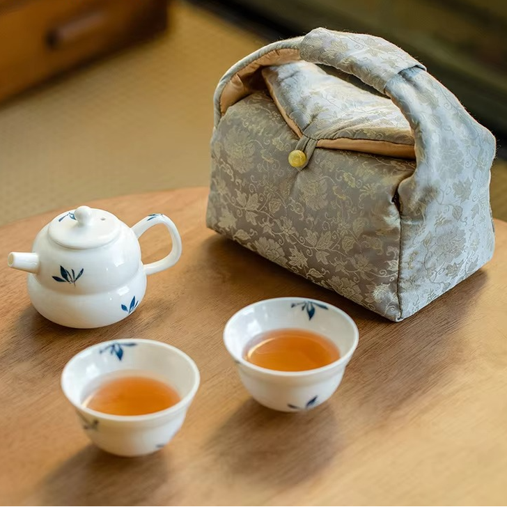 Colorful Floral Ceramic Tea Set with Teapot and Mugs