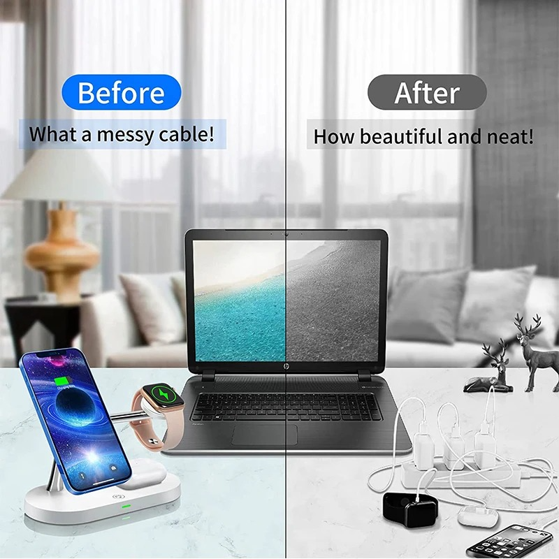 Compact 3 in 1 Fast Wireless Charging Pad