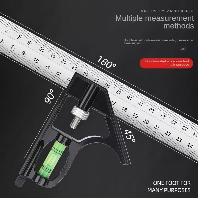 Accurate 12-Inch Metal Angle Measure Tool