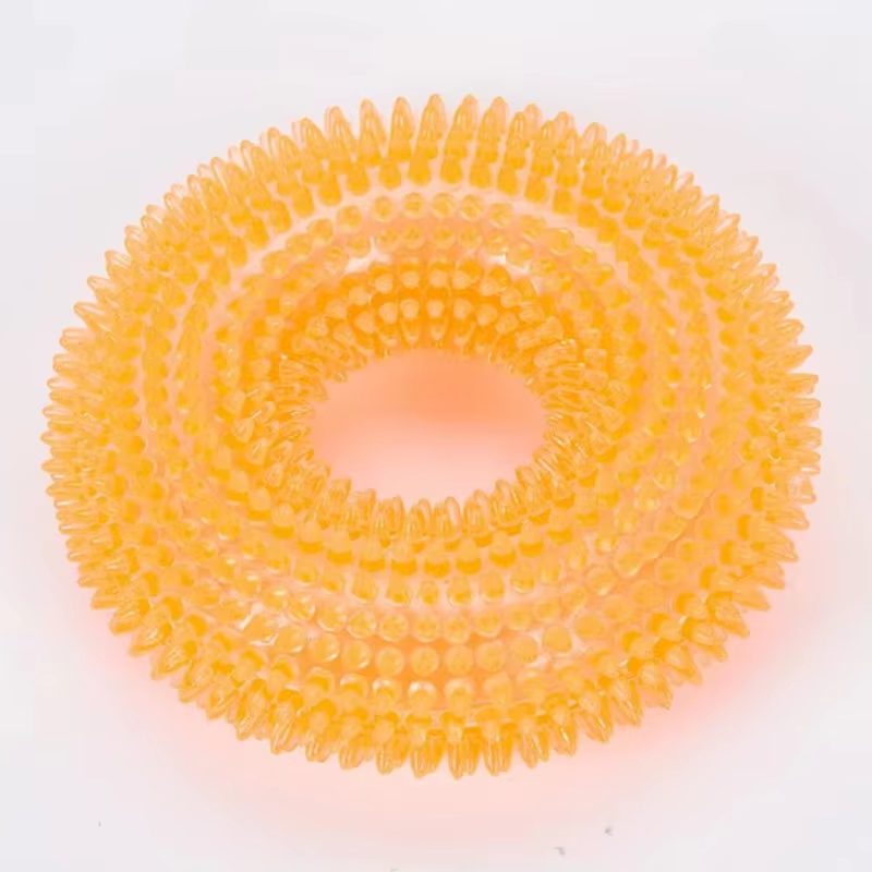 Tough Squeaky Dog Chew Ring - Rubber Dental Toy