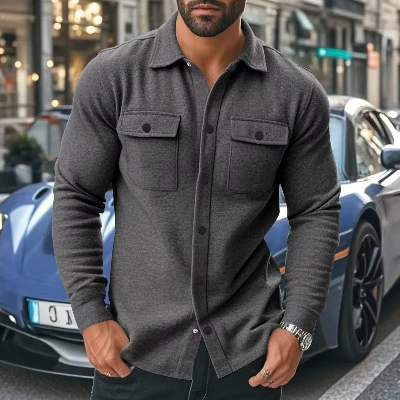 Warm Mens Fleece Coat with Pockets