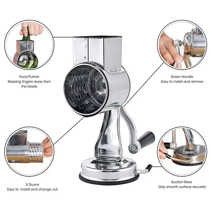 Easy Grip Vegetable Grater with 5 Sharp Steel Blades