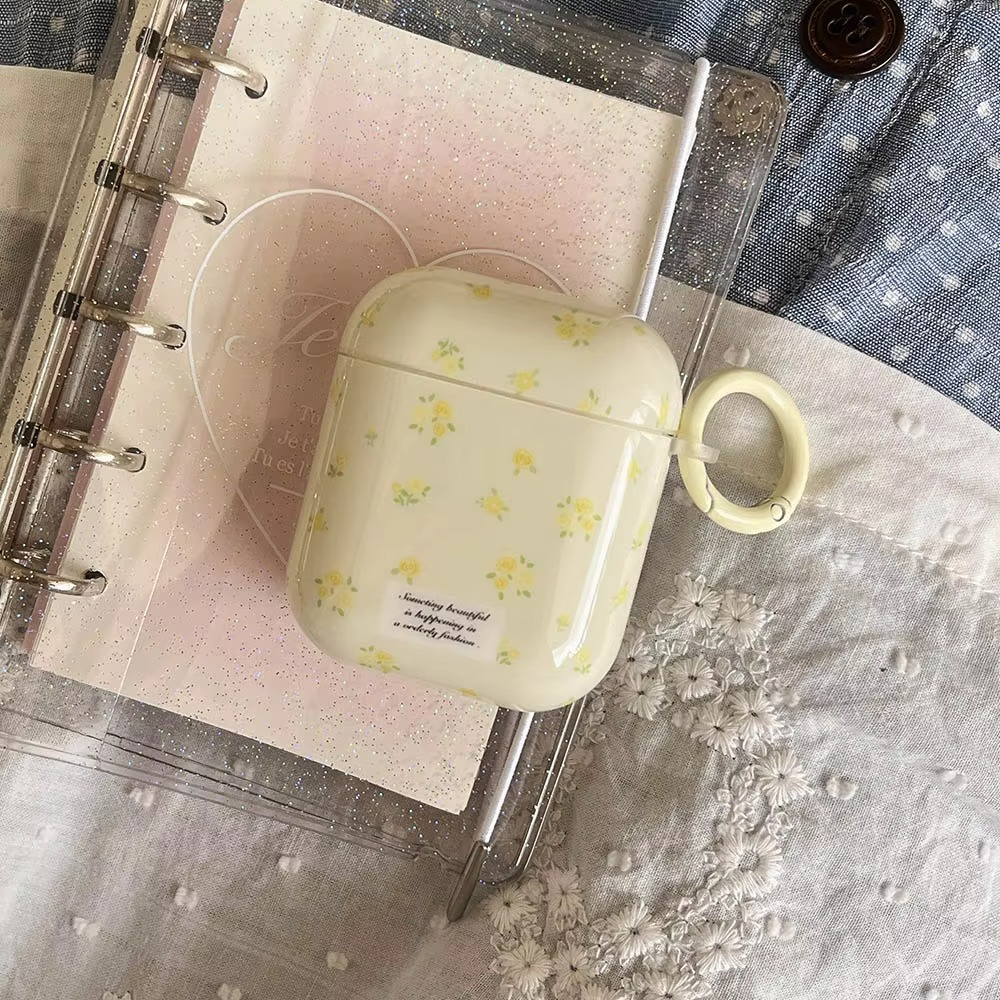 Bright Floral Clear AirPods Case With Keychain