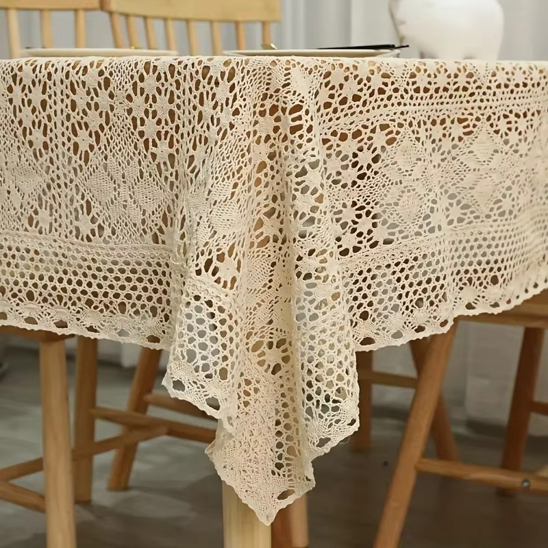 Classic Embroidered Lace Table Cover with Floral Pattern
