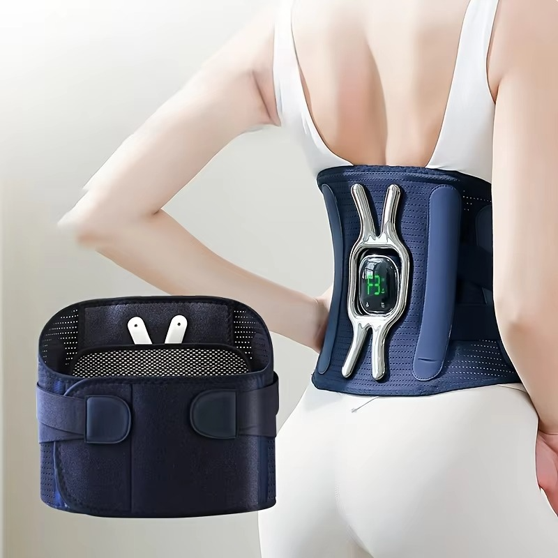 Thermal Back Support Belt with Massage and Adjustable Straps