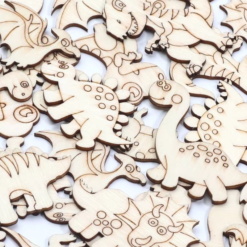 20pc Wood Dino Shapes for Crafting and DIY Projects