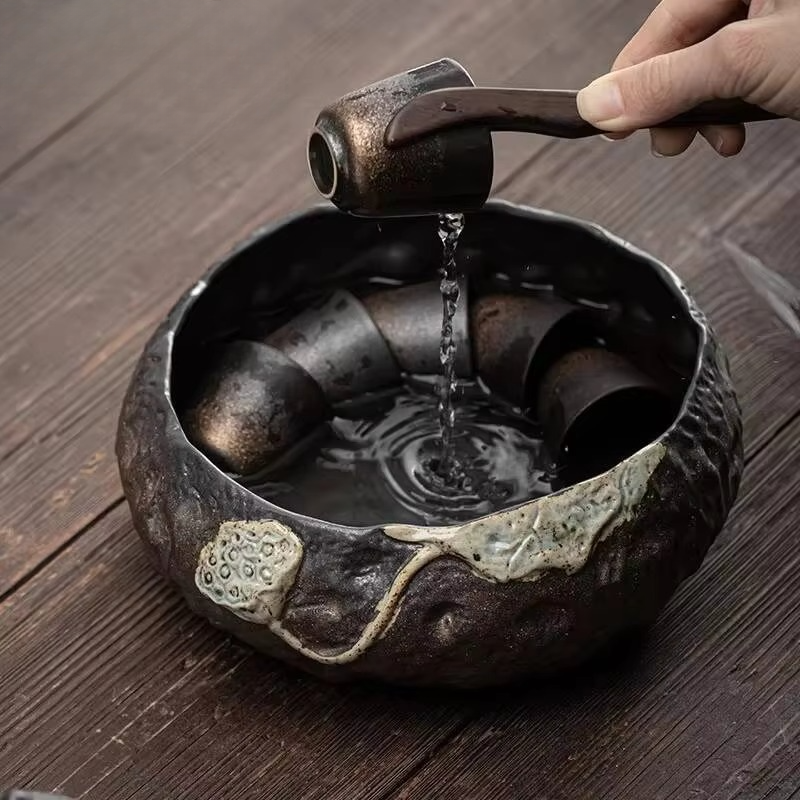 Antique Gold Ceramic Tea Bowl for Home Decor