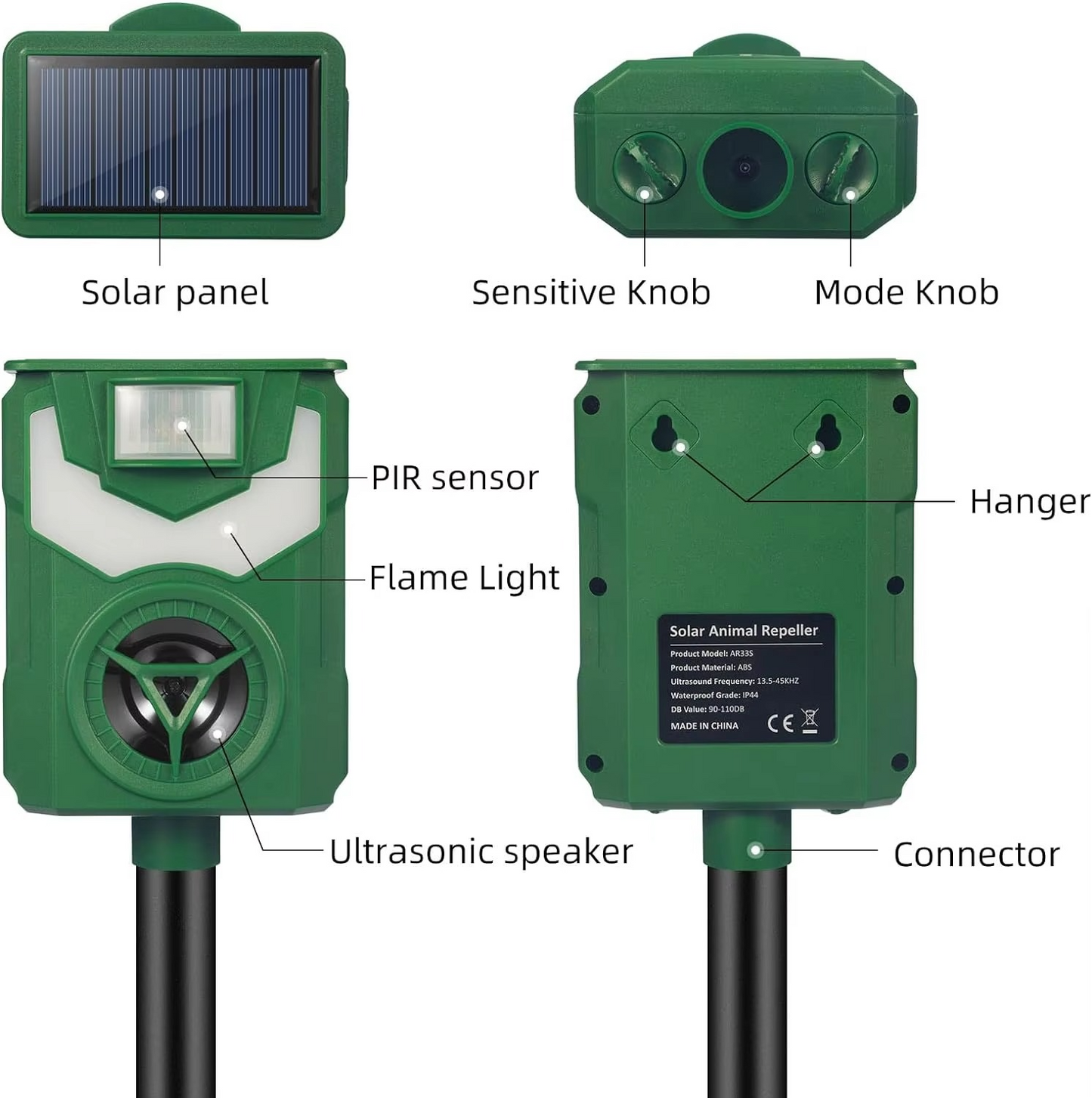 Motion Activated Solar Animal Repellent Device