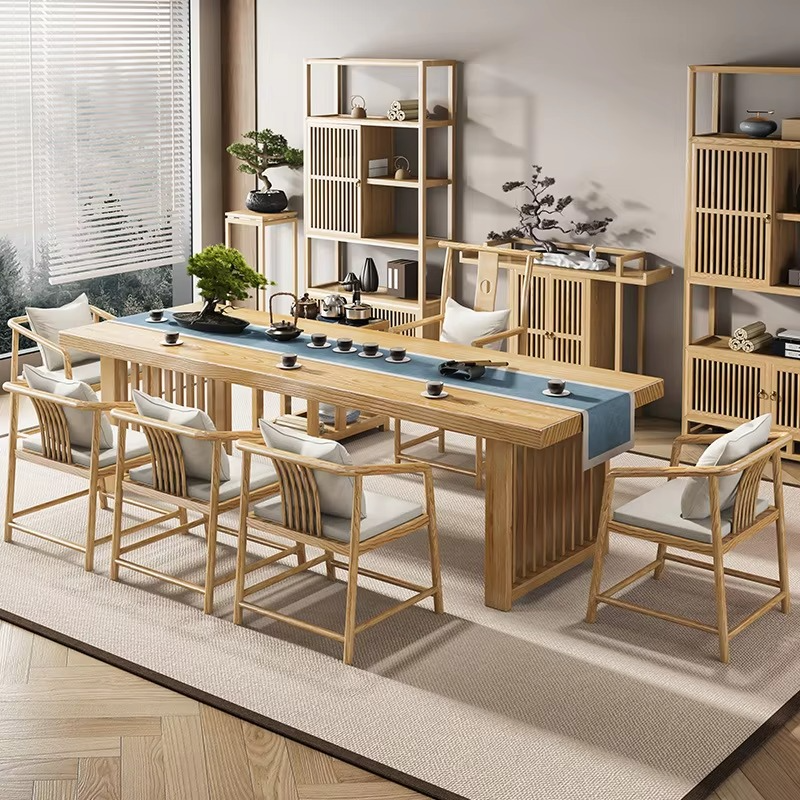 Traditional Asian Tea Table and Chair Set for Home Use