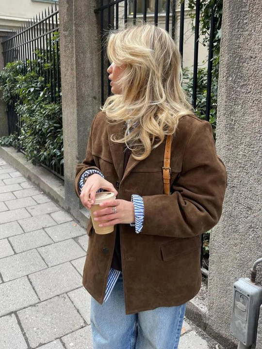 Classic Tan Leather Blazer