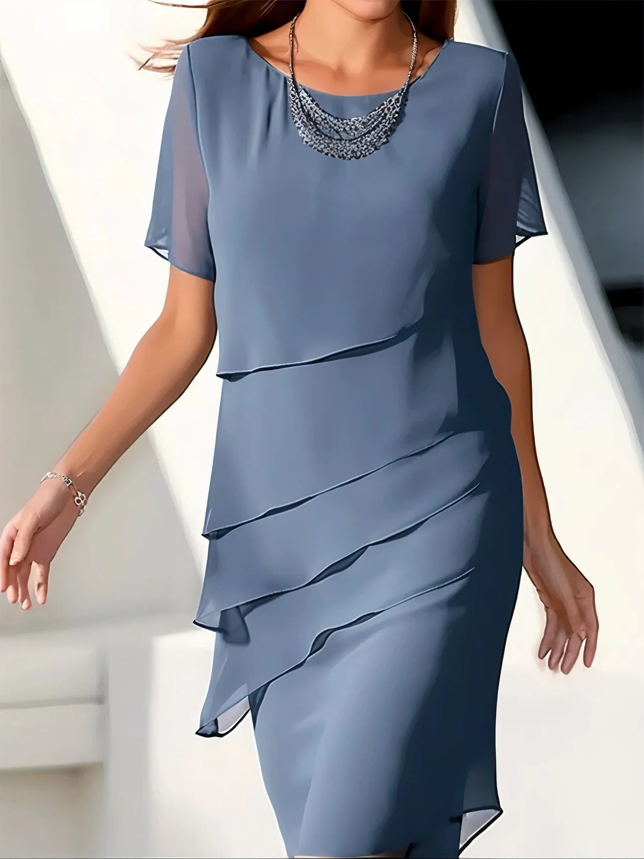 Layered Flowy Evening Dress